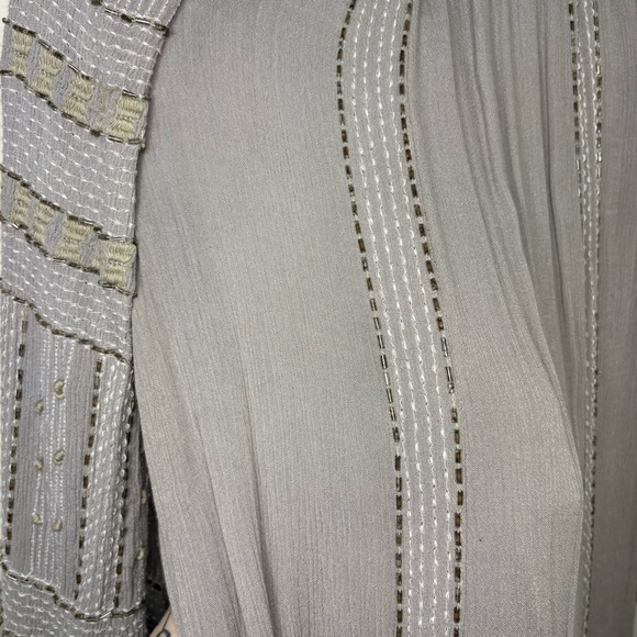 Free People Gray Beaded Embroidered Tunic Top size small - Picture 9 of 14